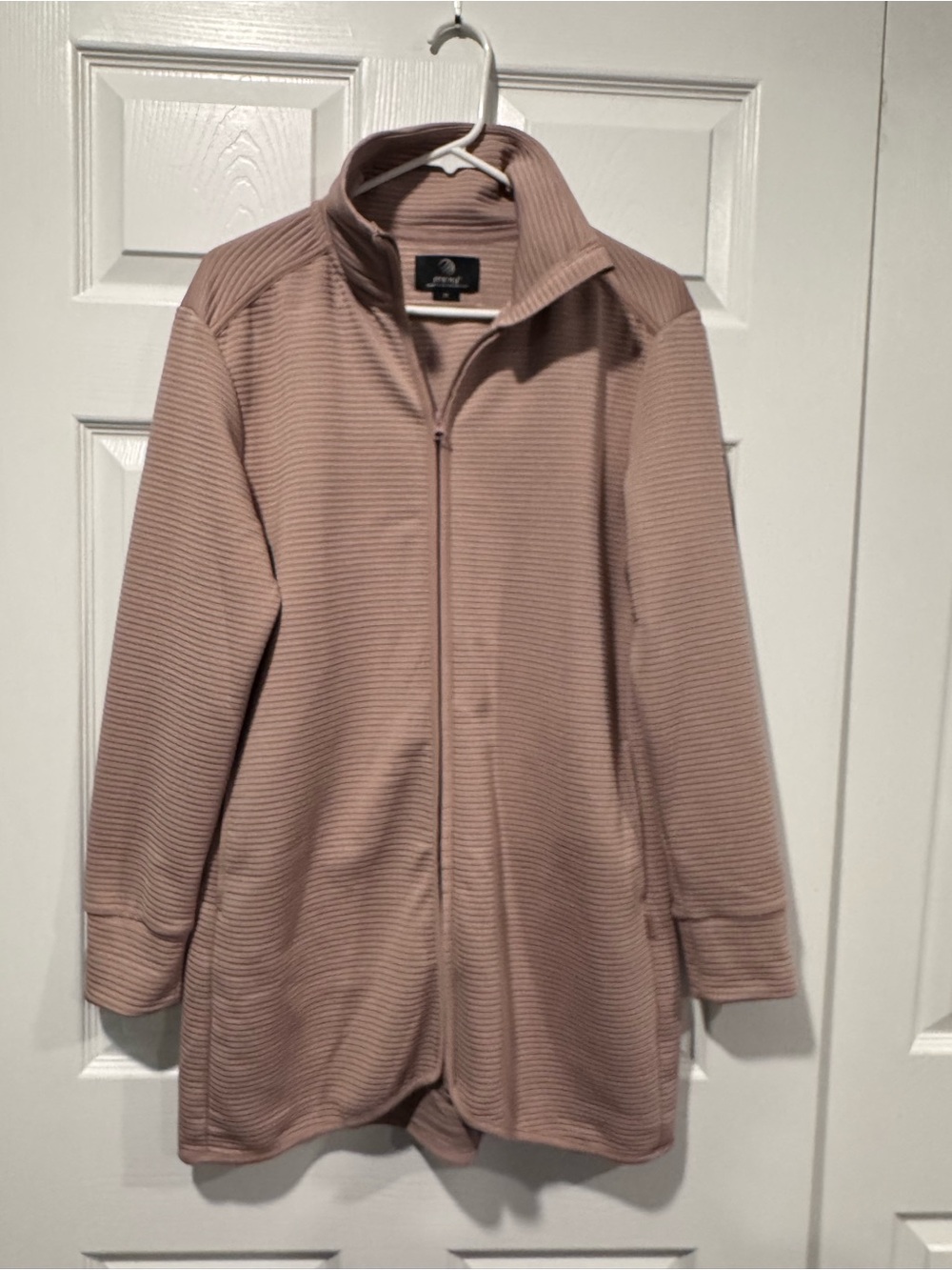 MPG Lightweight Ribbed Zip Jacket in Dusty Pink